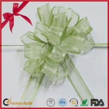 Organza POM POM Pull Bow avec couleur verte