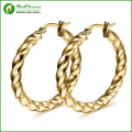 24 k Gold Plate Twist Roud Hoop Ohrringe gerollt