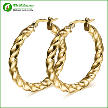 24 k Gold Plate Twist Roud Hoop Ohrringe gerollt