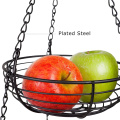 Cesta de frutas colgante de alambre de metal de acero inoxidable de 3 niveles