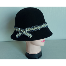 100% Wool Felt Casual Cloche Hat With Pearls