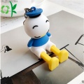 Silicone bonito Donald Duck com chaveiro de aço inoxidável