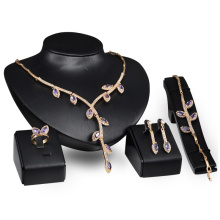 Solid Gold Leaves Shaped Jewelry Sets for Ladies (C-XSST0070)