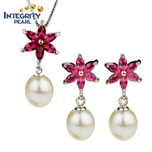 AAA New Design Pearl Set 8-9mm Drop Freshwater Pearl Set Wedding