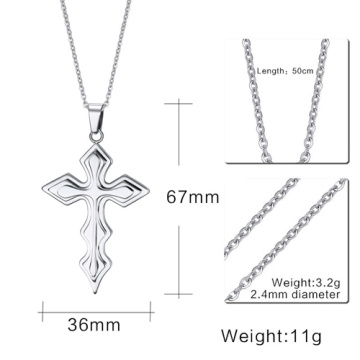 Titanium steel three layers cross pendant