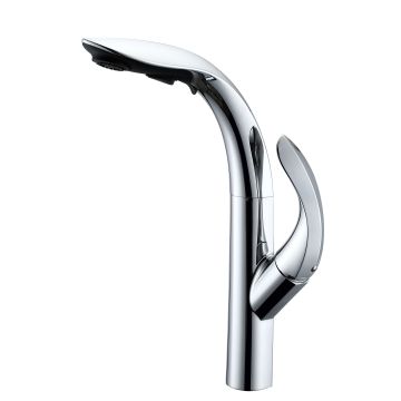 Forma de la hoja Faucet Modern Pull Out Kitchen Mixer