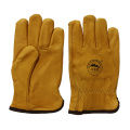 Cow Grain Leather Safety Hand Driver Gloves Winter Warm Gardon Gloves with Full Lining