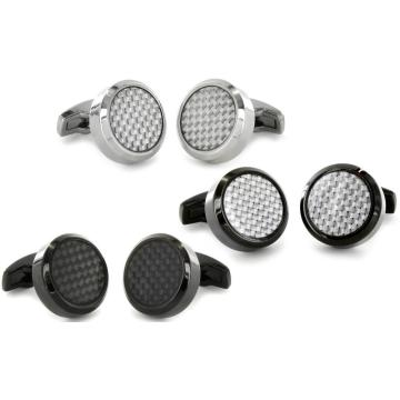 Men carbon with metal material cuff links