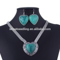 2015 new design heart love turquoise necklace jewelry set