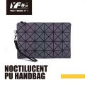 Holographic PU leather geometric purse reflective women geometry luminous envelope handbag