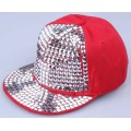 Fitted flat brim snapback punk rivet cap hiphop dance cap