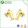 Elegant design fish bone metal earring