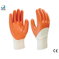 Algodão Interlock Shell Nitrilo Half Coated Safety Work Gloves (N6038)