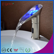 Fyeer Nouveau Nickle Brossé Hydro Power Waterfall LED Sensor Basin Faucet