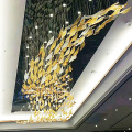 Grand lustre mené par projet d&#39;or de salle de banquet d&#39;hôtel