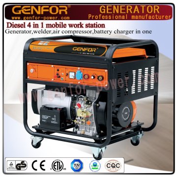 GF11-Dawa Diesel Machine de travail mobile 4 en 1 pour générateur, soudeur, chargeur de batterie et compresseur d&#39;air