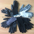 13G Schwarze Polyester Strickhandschuhe mit schwarzem sandigem Nitril beschichtet