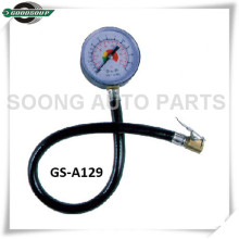 Plastic Dial Type Tire Gauge with flexible hose, Single-head dial type tire pressure gauge