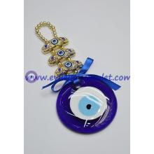 Glass Evil Eye Home Protector -Gold Hanging Head