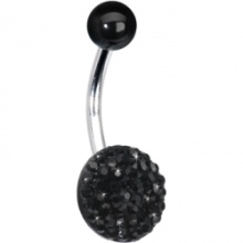 10mm Black Sparkler Round Belly Ring