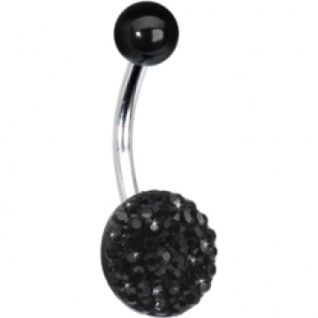 10mm Black Sparkler Round Belly Ring