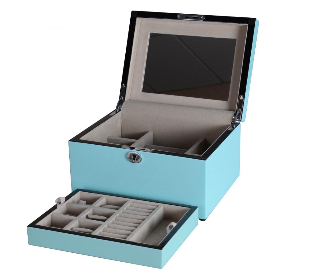 Jb 25 Sky Blue Ladies Two Layers Jewelry Box