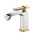 Brushed gold hot and cold washbasin faucet