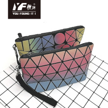 Hot sell fashion custom bulk polyester recycled rainbow color classical cosmetic bag&case