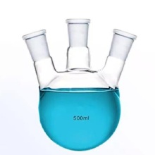 500 ml de flacon de laboratoire de verre en verre à fond plat à 3 cols