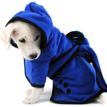 Blue Big Microfiber Absorbent Dog Bathrobe