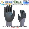 13G Polyester Shell Foam Nitrile 3/4 Coated Gloves (N3503) with CE, En388, En420, Work Gloves