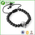 Fashion Man Skull Jewelry 8mm Black Bead Northskull Handmade Woven Bracelet Bangles