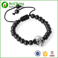 Fashion Man Skull Jewelry 8mm Black Bead Northskull Handmade Woven Bracelet Bangles