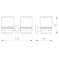 Двойной круглый держатель зубной щетки со стеклянной чашкой
