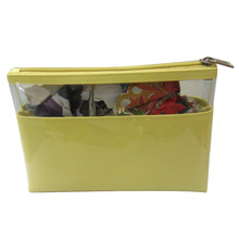 Bolso cosmético del PVC amarillo para damas