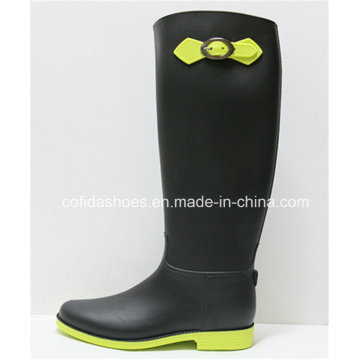 New Comfort Flat Lady Rubber Boots with Fashion Bow