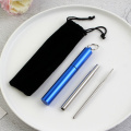 Stainless Steel Collapsible Straw with Cleaning Brush