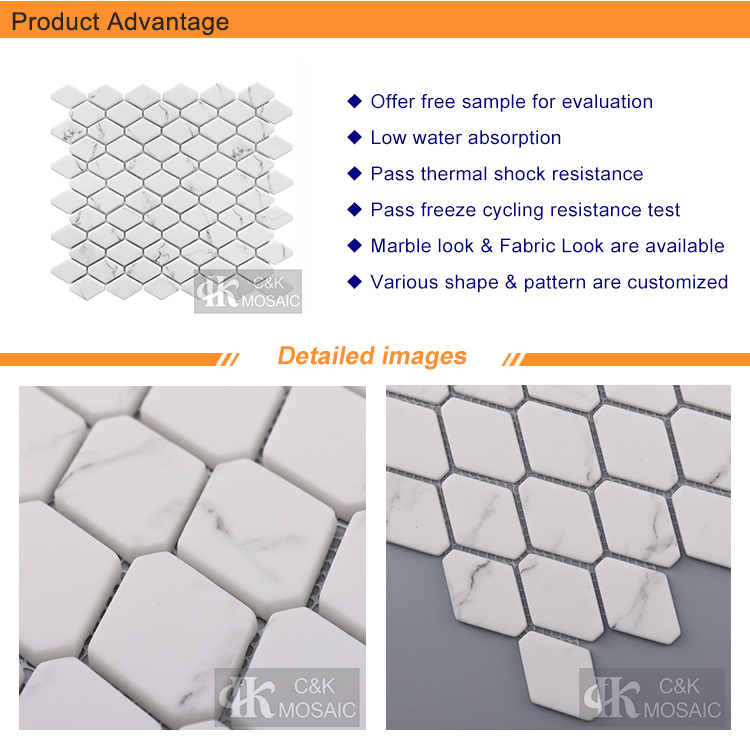 Elongated Hexagon Glass Mosaic