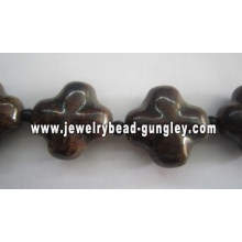 brown color cross shape ceramic beads