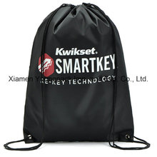 Personalizado negro impermeable 210d Polyester Drawstring mochila mochila playa bolsa de playa