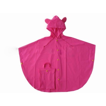 Yj-6080 Cute Pink PVC Disposable Children′s Totes Rain Poncho Raincoats for Girls