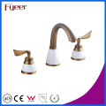 Fyeer Antique Copper 3 Hole Basin Faucet с двойной ручкой