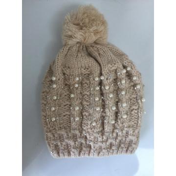 Bead Thick Lining Jacquard Winter Knitting  Hat