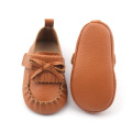 Brown Tassel Bowknot Soft Leather Buckle Baby Moccasins