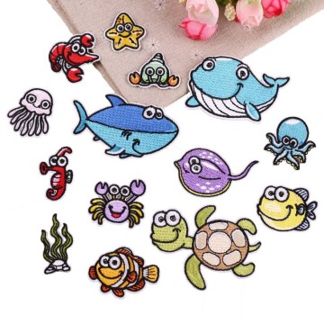 Écussons brodés d&#39;animaux marins de dessin animé de tortue de poisson