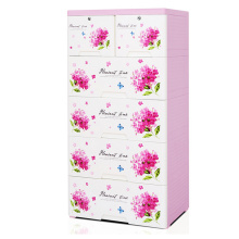 Fashion Flower Printed Plastic Storage Drawer Cabinet (HW-L708)