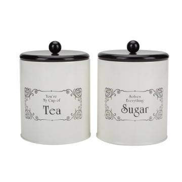 White tea sugar coffee canister set for kitchen