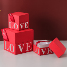 Caixa de presente de papel de casamento quadrado com fita