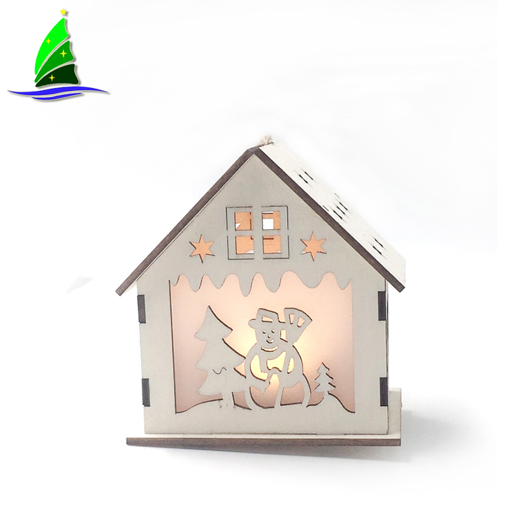 LED Light Wooden Christmas Church House