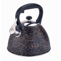 whistling stovetop kettle with Black and gold lines